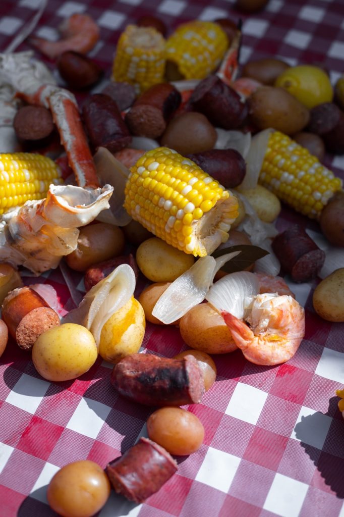 A spread of a lowcountry boil.