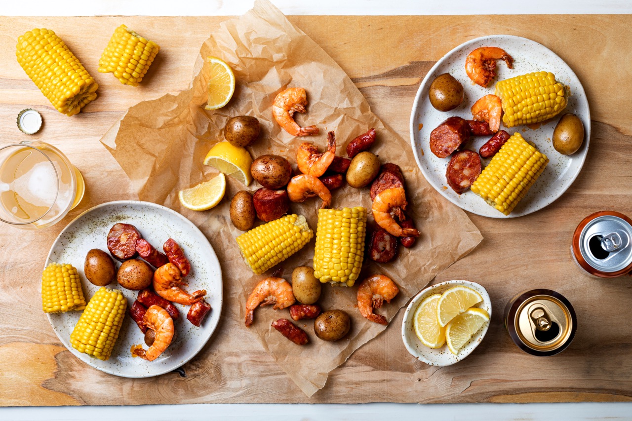 A homemade lowcountry boil.