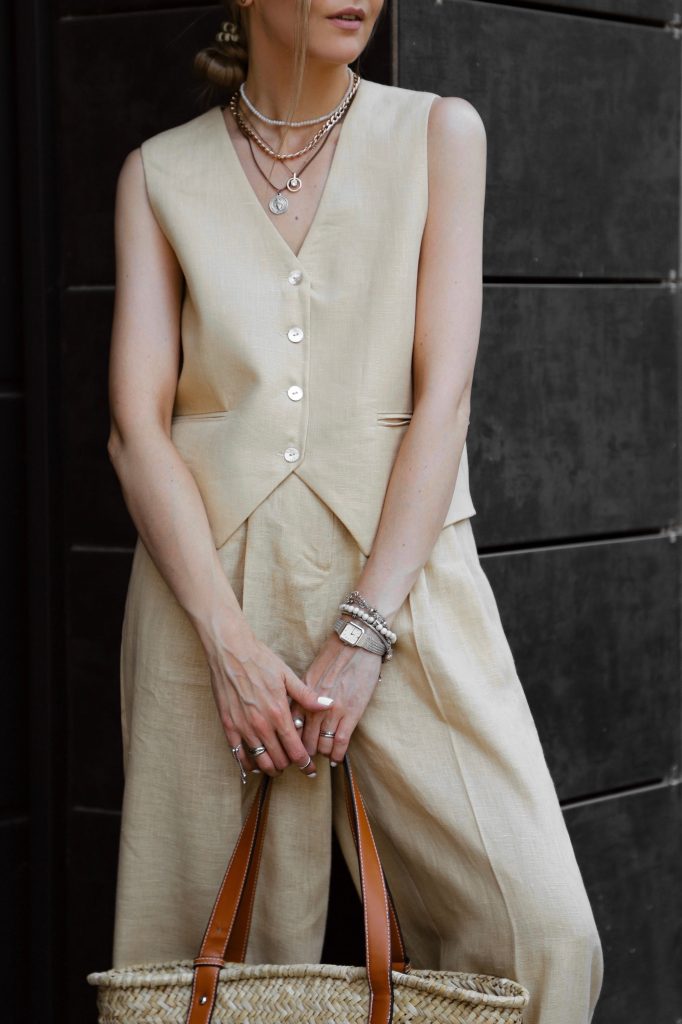 A light linen outfit to stay cool in Charleston summer heat.