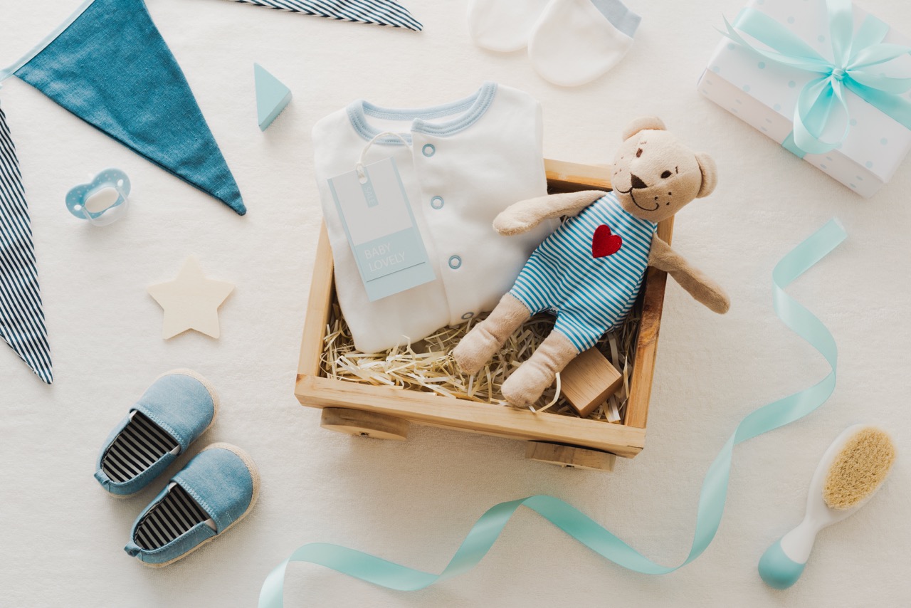 A gift basket for a southern baby shower.